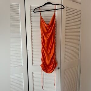 ZARA Orange silk dress - unused! Size M